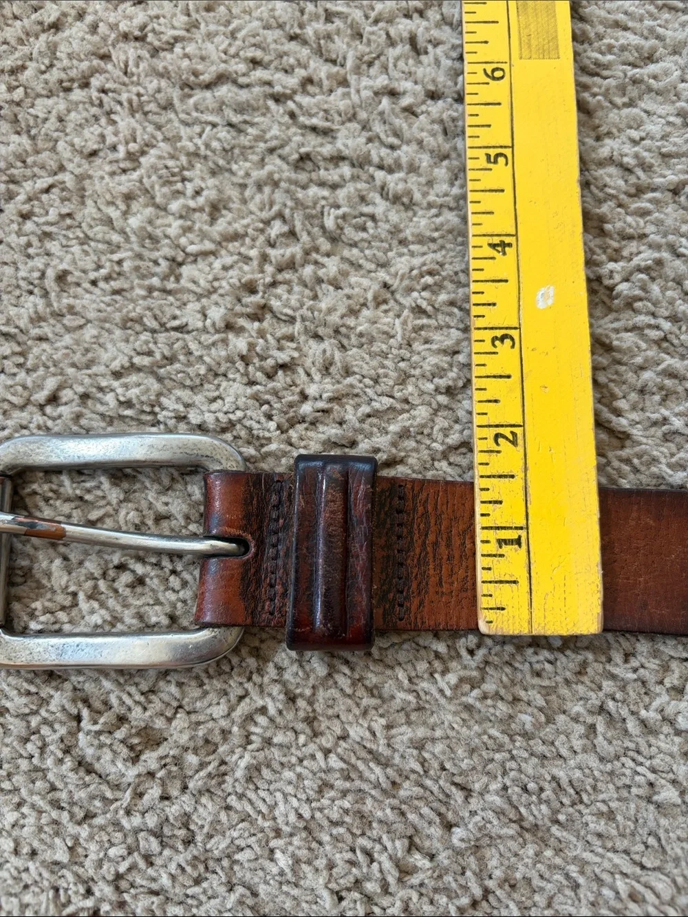Vintage Genuine Brown Leather Silver tone Buckle And Grommets Mens Belt size 40